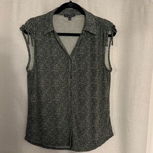 Adrianna Papell Green and White Button Down Shirt